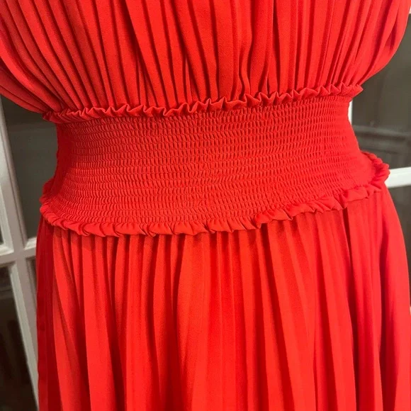 Nanette Lepore Pleated Elastic Waist Lined Dress Red Size 14 - Picture 7 of 10